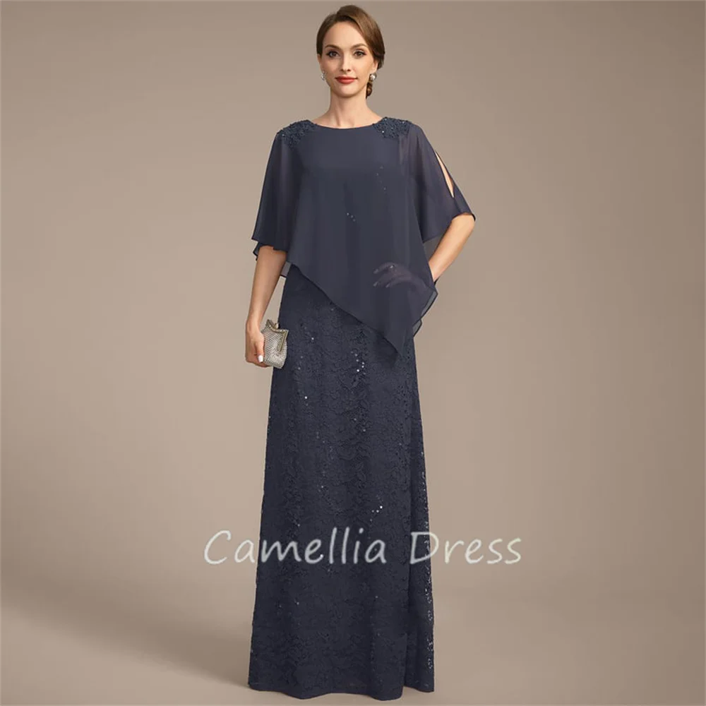 

New Scoop Neck Mother Of The Bride Dress Sheath Floor-Length Chiffon Lace Formal Dresses Vestidos Mae Da Noiva Casamentos