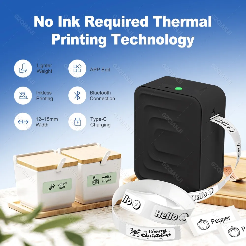 M1 Wireless Bluetooth Thermal Label Printer Mini Portable Adhesive Label Maker Fast Printing Similar as Marklife P15 P11 P12 L12