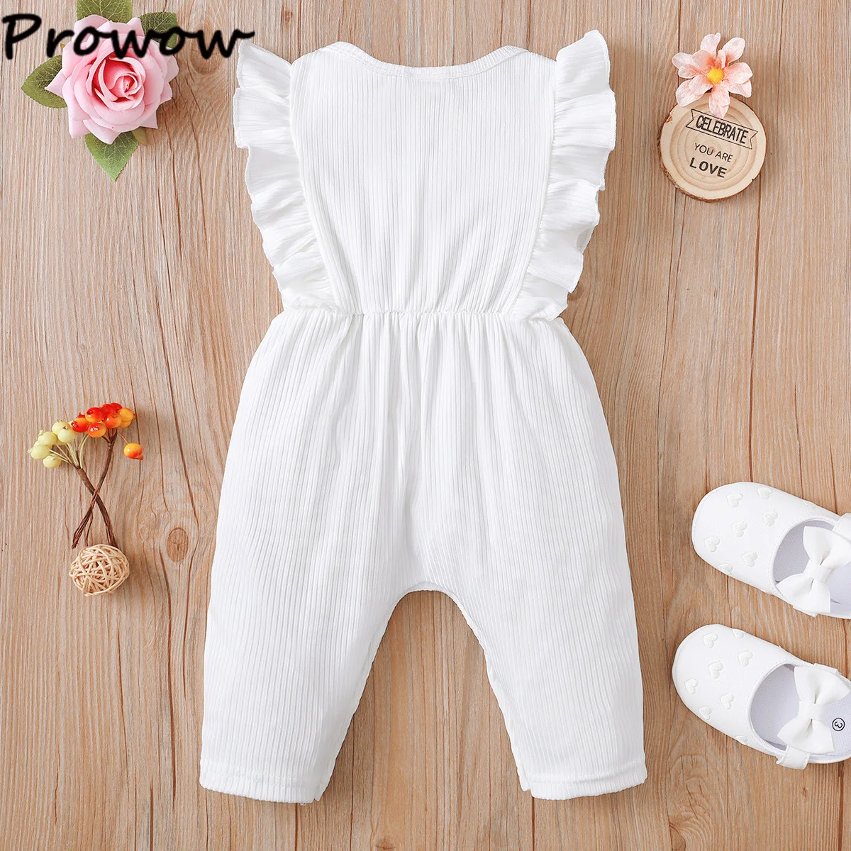 Prowow 0-18M Baby Girls Clothes Summer 2022 I Love Mommy Letter Ruffles Rompers Jumpsuit For Kids Babies Toddler Bodysuit Baby Bodysuits cheap