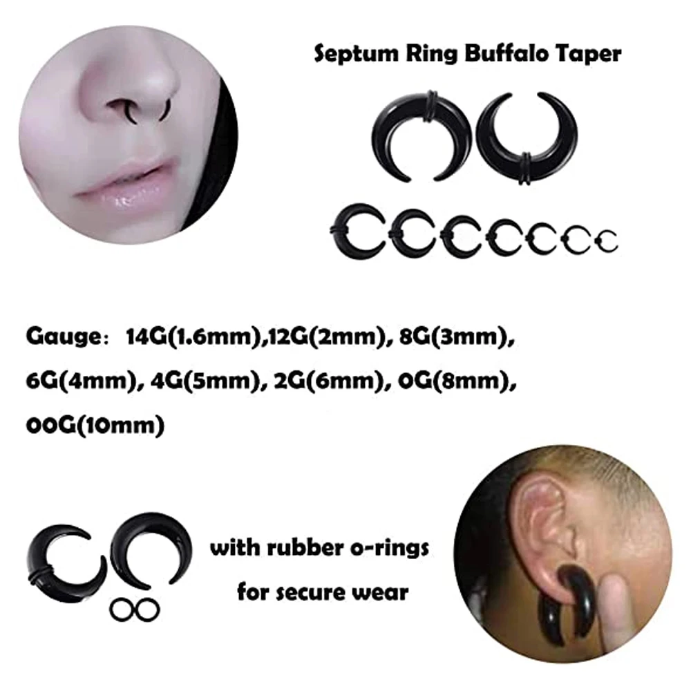 Ear Body Piercing Kit 8 PCS Acrylic Tapers Spiral Taper Tunnels Septum Horn Ear Expansions For Men Women Body Jewelry