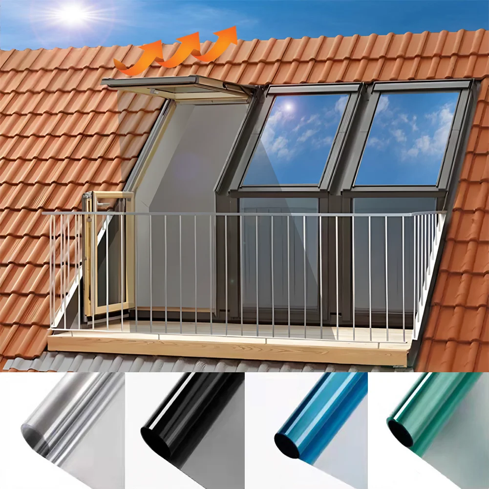 Window Film House Window Anti Look Privacy Vinyl Mirror Foil Non Adhesive Tint Car Glass Screen Stickers Rolls Heat UV Protection