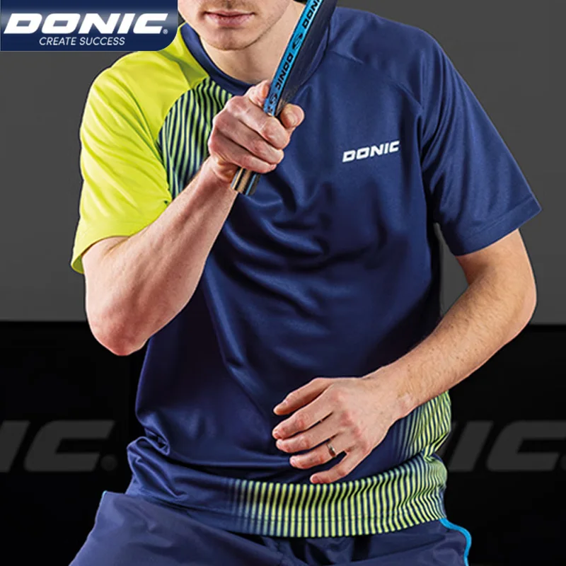 

Authentic DONIC Round Neck Lapel Table Tennis Jersey Men Women Breathable Short Sleeve Ping Pong T-shirt Quick Dry Sports Shirt