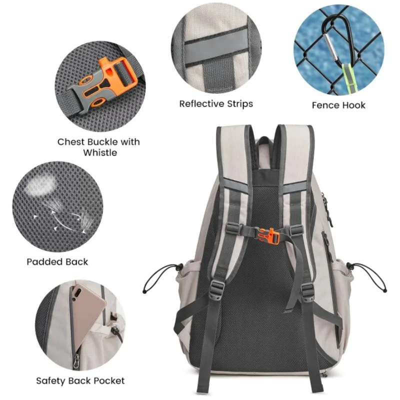 Tennis Bag Portable Tennis Backpack Large Capacity Ball Pack Racket Storage Daypack Outdoor Pickleball Bag with Shoe Compartment 6