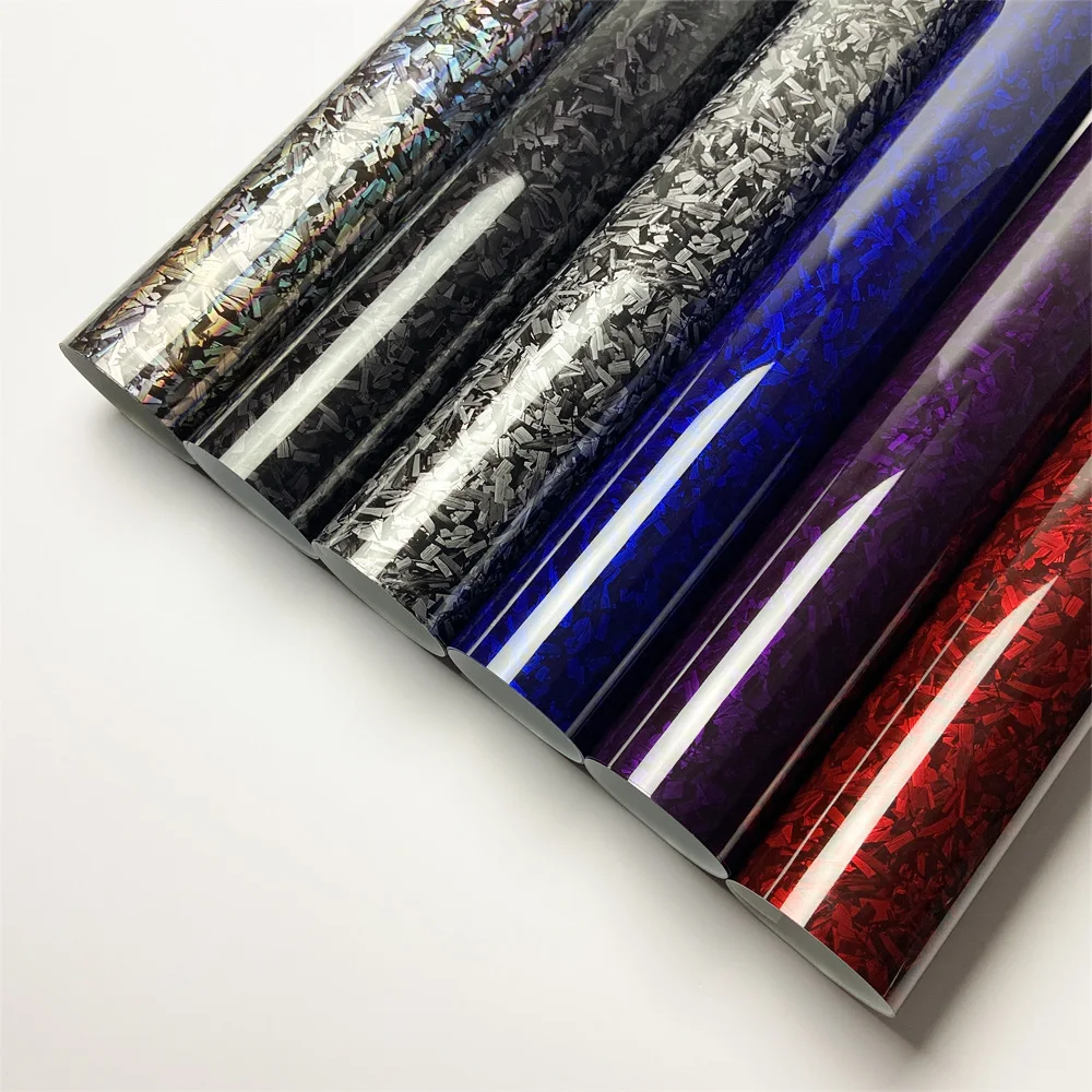 Car Sticker Film Glossy Laser Forged Carbon Fiber Vinyl Wrap Self-Adhesive Car Sticker Waterproof for Automotive Styling Interior Decoration Film