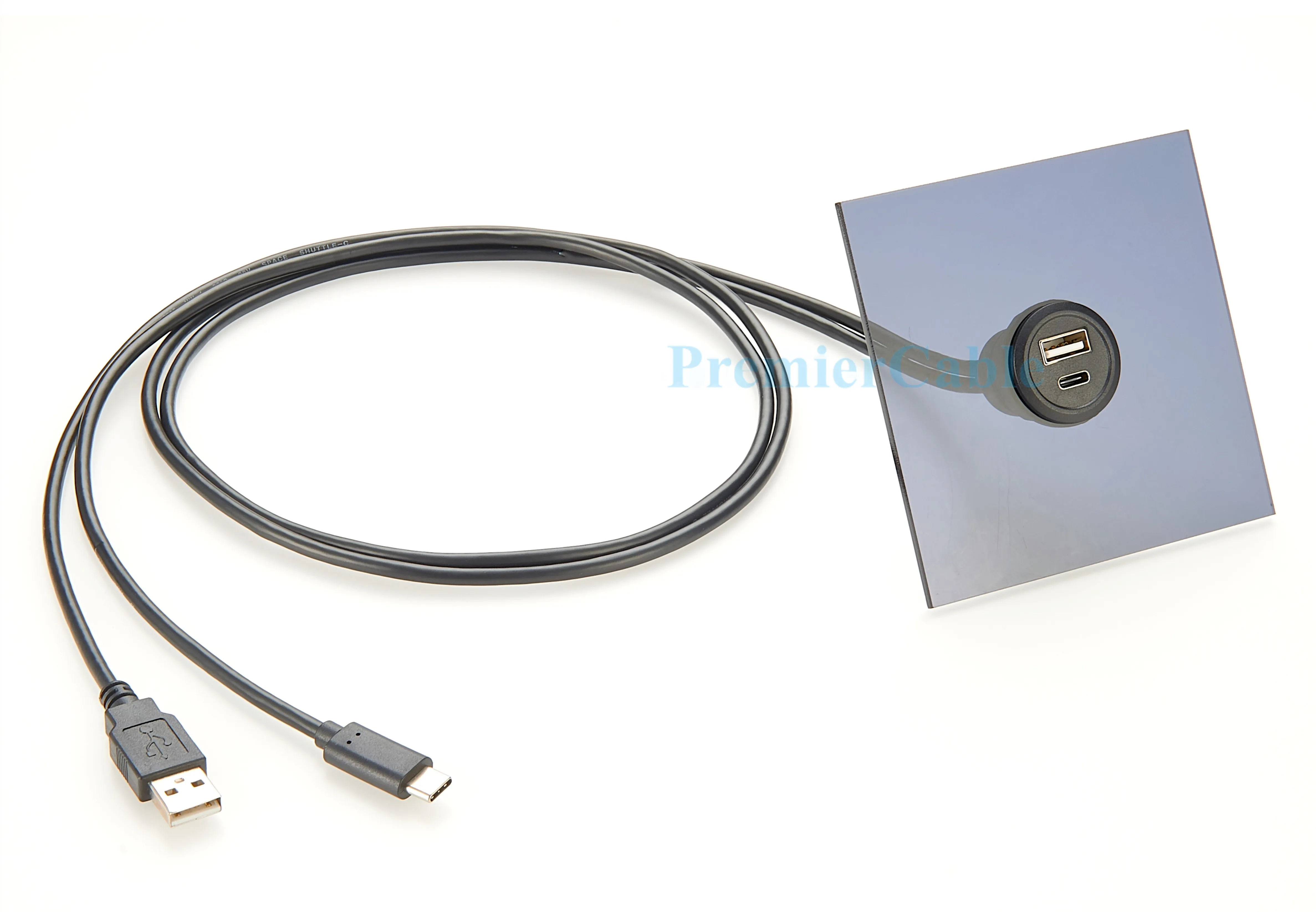 Dual-Port USB-C & USB 2.0 A Stecker auf Buchse Verlängerungskabel, Einbau-USB-Typ-A-Typ-C Daten- & Ladekabel für Auto – Detail 3