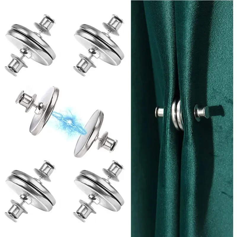 Description Picture 2 of itemPairs Decoration for Bedroom Curtains Magnetic Curtain Rod Support and Tube Buckle Nail-free Home Accessories Removable Adjust