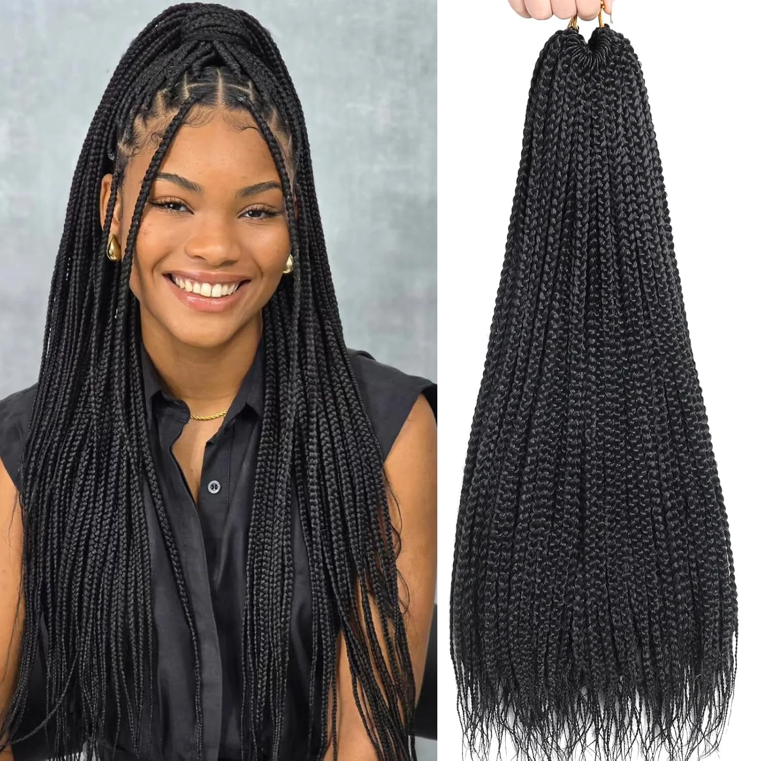 1/5 Packs Crochet Box Braids 90 Strands Goddess Box Braids Crochet Hair Pre looped Crochet Hair for Black Women Synthetic