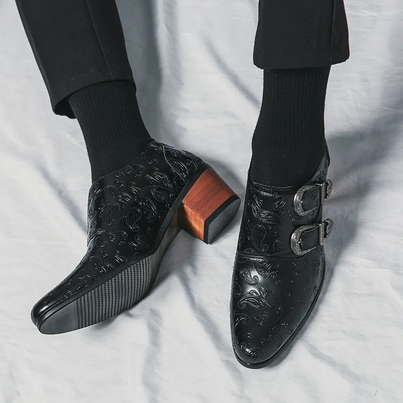 Men&rsquo;s Wedding Shoes Fashion Slim Fit Pointed High Heel Pullover Shoes Breathable Leather Classic Vintage Men&rsquo;s Dress Shoe
