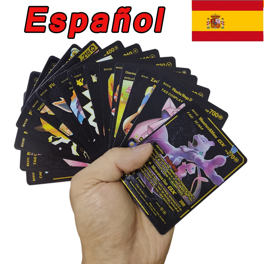 Cartas de Pokémon en español TAG TEAM GX VMAX V Trainer Energy, Golden  Vstar Silver Shining Game, juguete para niños