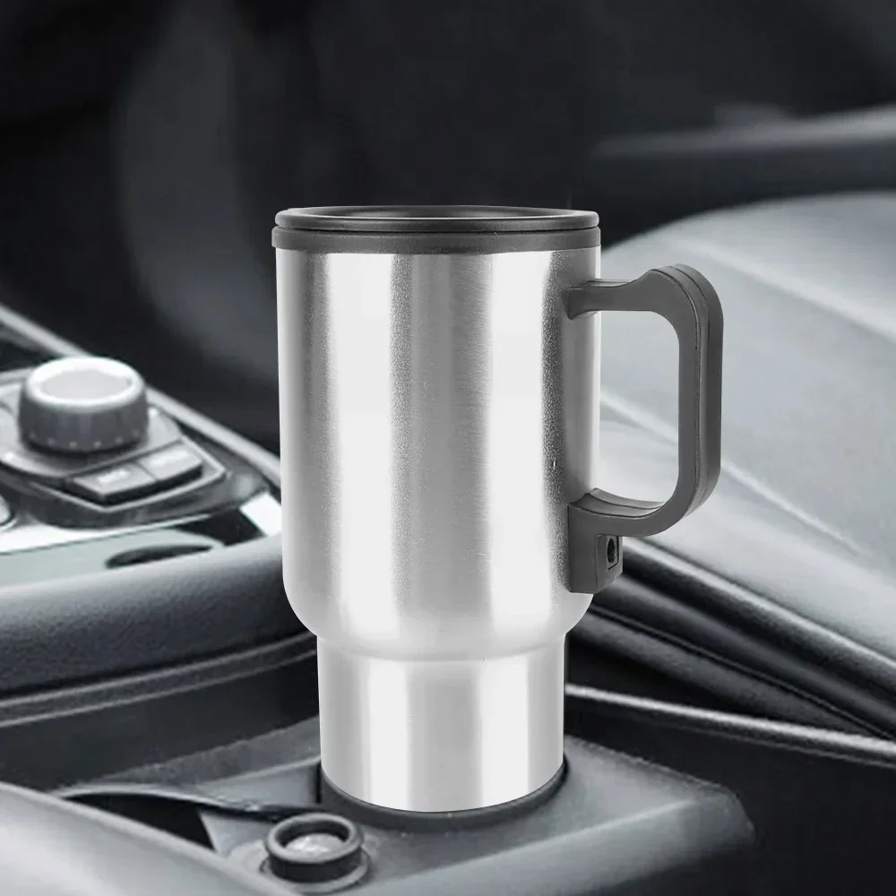 12V 450ml Electric Heating Car Kettle Water Coffee Milk Thermal Mug Camping Travel Kettle Stainless Steel Vehicle Heating Cup electric kettle car heater mug