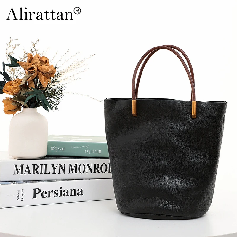 

Alirattan 2023 новая женская сумка через плечо в стиле ретро, вместительная сумка-тоут, многофункциональная ручная женская сумка через плечо из воловьей кожи