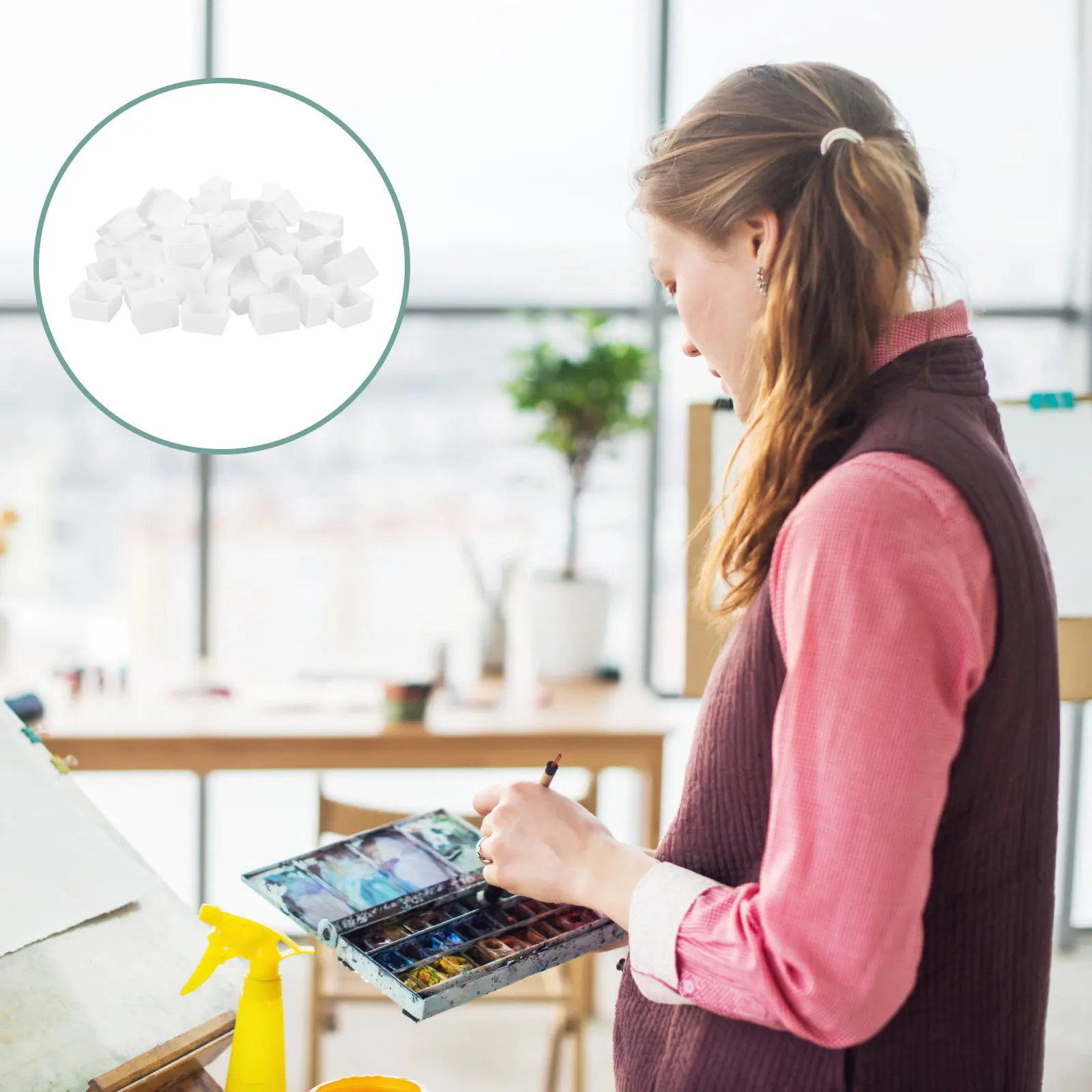 50Pcs 투명 수채화 물감 팬 DIY 수채화 아크릴 그림을위한 플라스틱 빈 하..