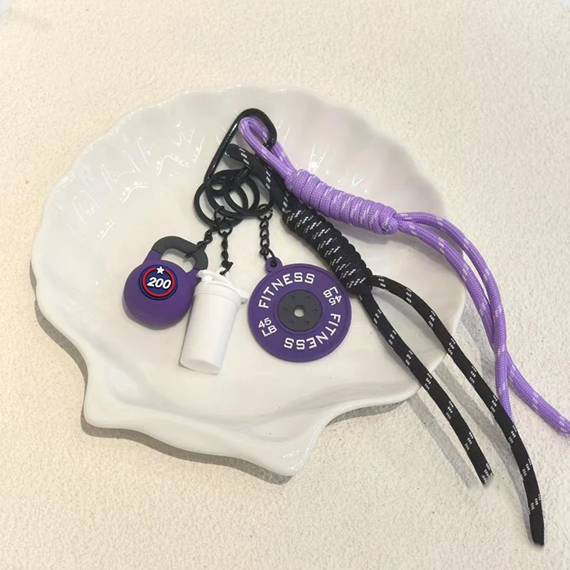 Sports Fitness Bag Pendant Mini Dumbbell Water Cup Keychain Camera Mobile Phone Backpack Accessories For Men Women Y2k Fashion