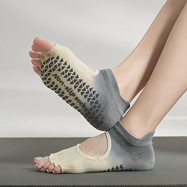 Open Toe Yoga Socks Women Cotton Silicone Non-slip Pilates Grip Toeless  Low-Ankle Sock - AliExpress