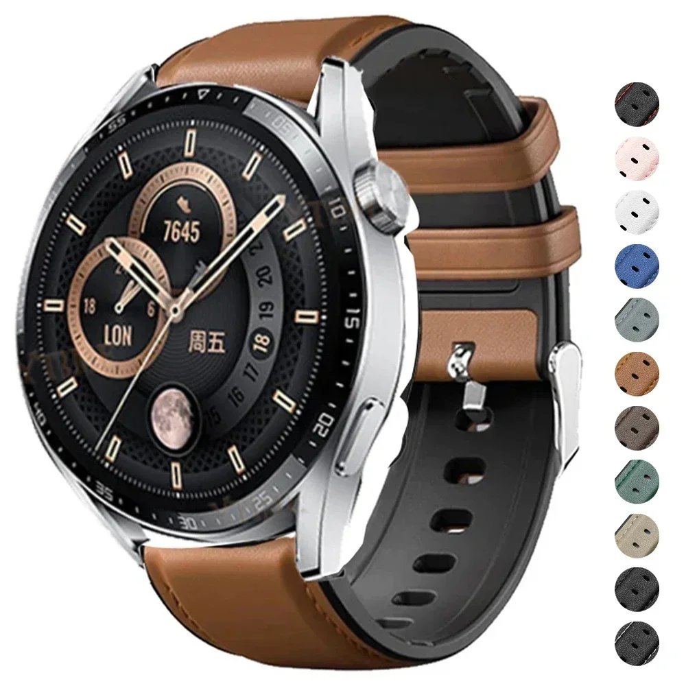 

Ремешок из кожи и силикона для Samsung Galaxy Watch 4 6 Classic, кожаный и силиконовый гибридный браслет для наручных часов, 47 мм 46 мм, 40 мм 44 мм