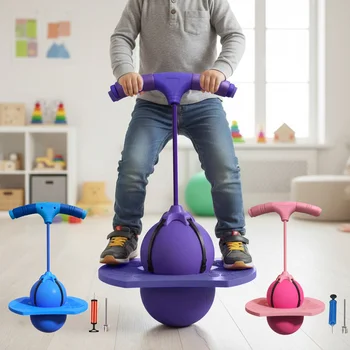 Bounce Pogo Jump Trick Board with Handle Pump High Jump Toy Balance Jumping Ball Safe Fun for Kids Balance Coordination Fitness