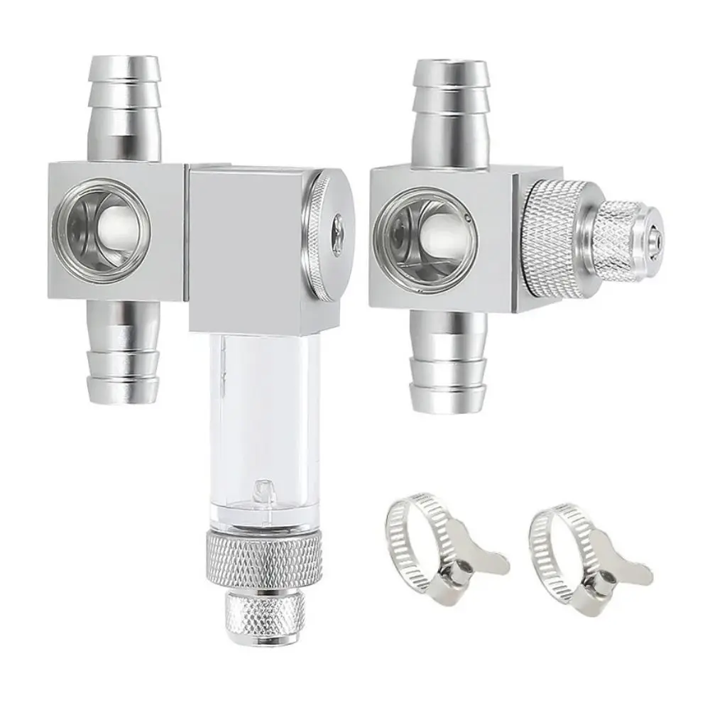 12/16mm Fish Tank CO2 Diffuser Aluminum Alloy Silver CO2 External Atomizer Bubble Counter Aquarium Atomizer