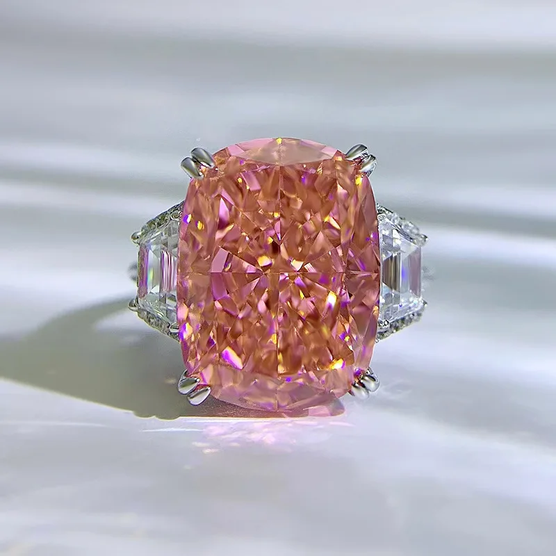 KQDANCE 925 Sterling Silver With Big Cushion Ice cut