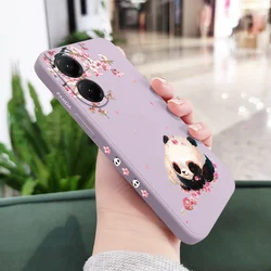 Floral Panda Silicone Soft Phone Case for Oppo Reno 11 Pro (Light Purple)