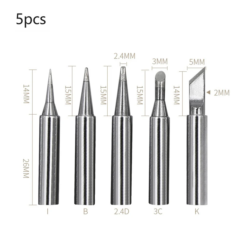 

5Pcs/Set Soldering Iron Tips Lead-free Soldering IronTip Replacement 936 Soldering Iron Tip Welding Head Soldering Tool Branding