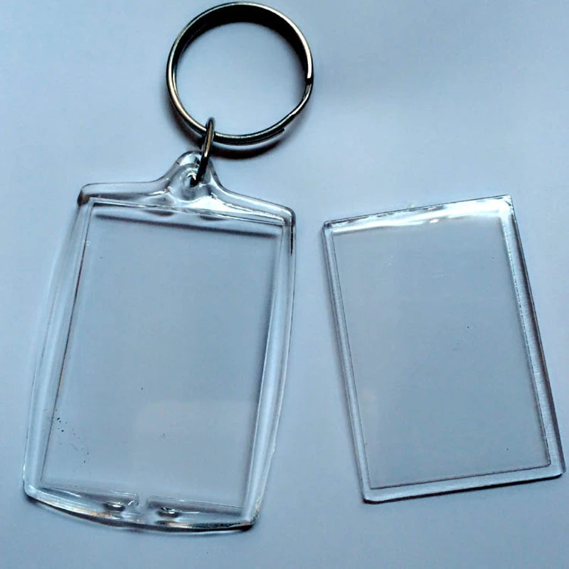 100pcs/lot Insert Photo Keyrings Blank Acrylic Rectangle Keychains