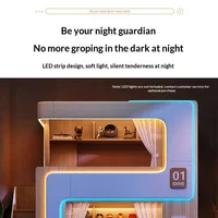 Lit superposé simple pour enfants, style flottant, avec barrière haute et séparation d'intimité, lit double avec doubles étagères 5