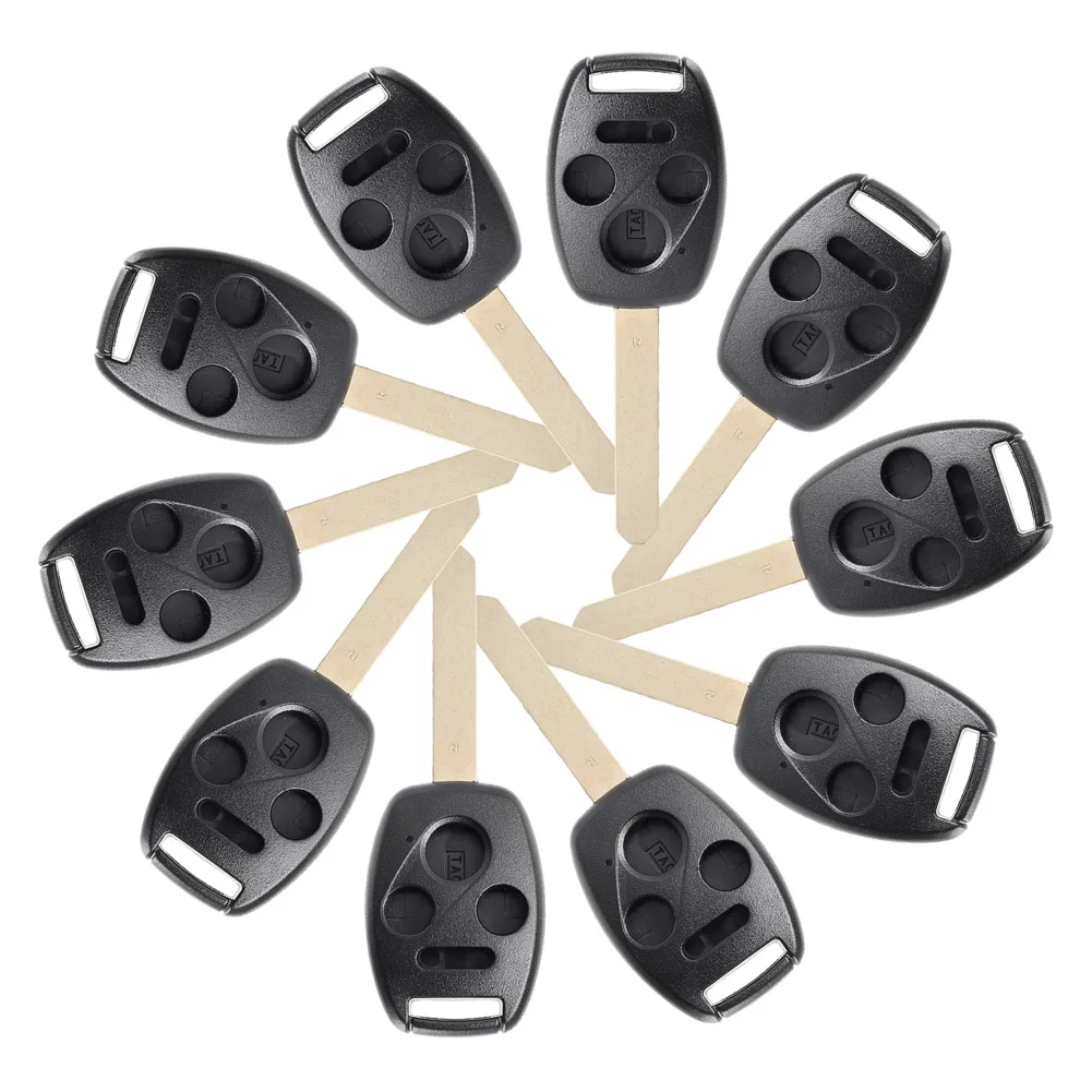 

Black For Honda Accord Civic CR-V Ridgeline Car 10pcs 4 Buttons Remote Key Fob Shell Case
