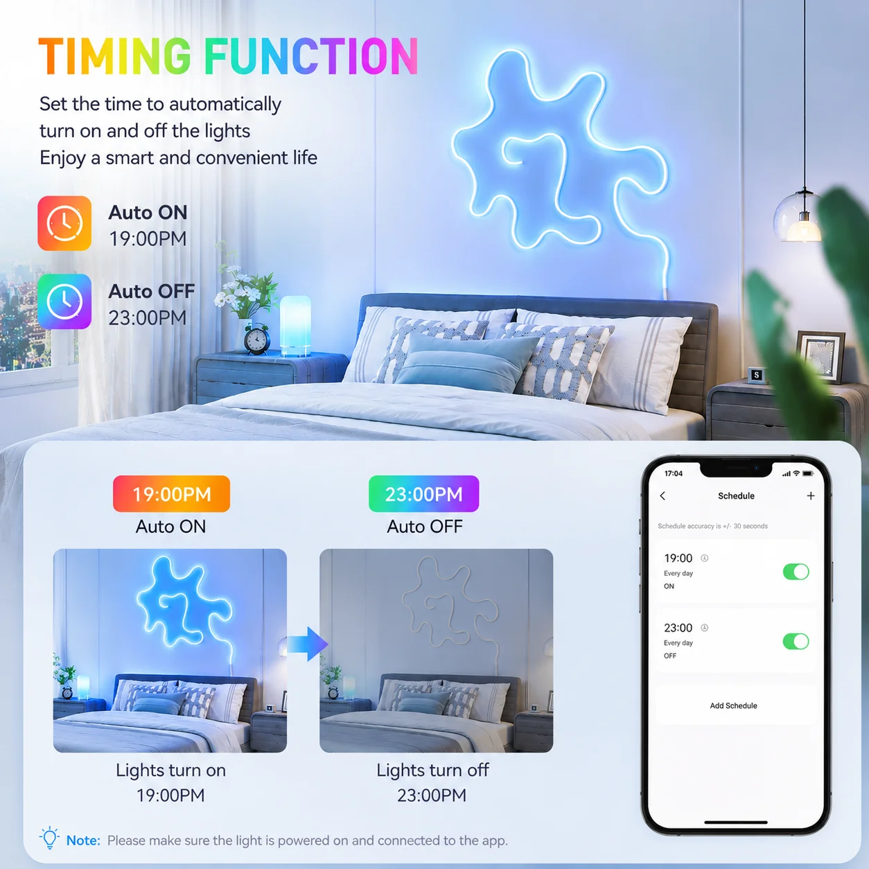 Aiopp Flexible RGB LED Neon Strip Light Indoor with APP & Remote,Timing Music Sync Waterproof Silicone Rope Lamp for Bedroom Garden Party Decor