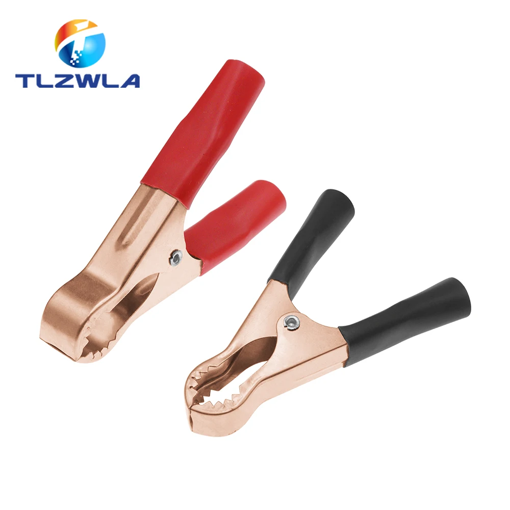 50A Red + Black 80mm Crocodile Car Caravan Van Battery Test Lead Clips 2Pcs Alligator Clips
