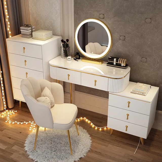 Nordic Light Luxury Modern Minimalist Dressing Table Bedroom Net Red Ins  Wind Dressing Table Storage Cabinet One Vanity - Dressers - AliExpress