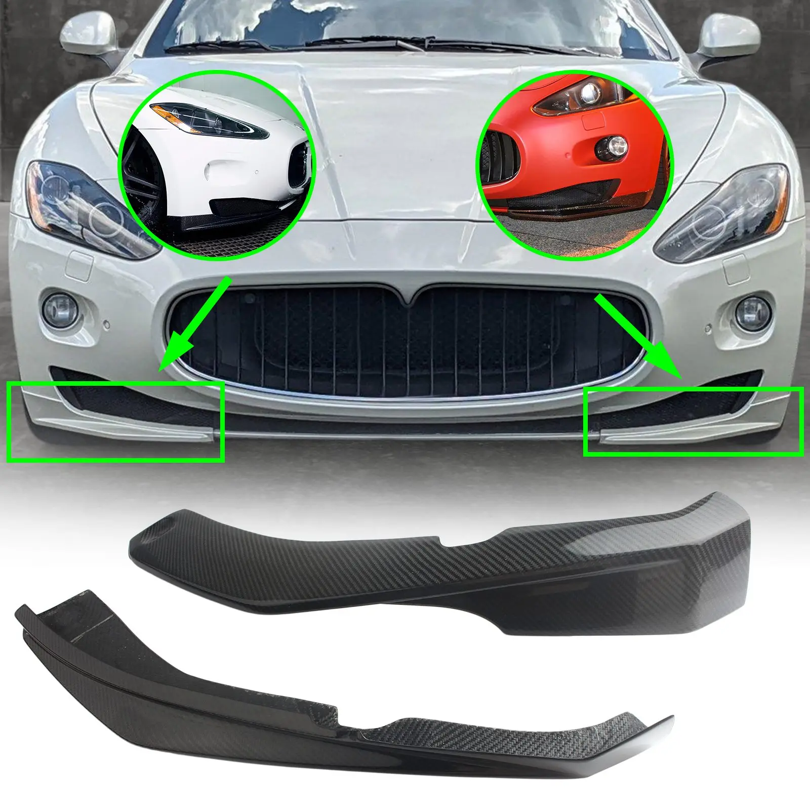 CarbonFiberCarFrontSkirtBumperSplitterLipBodyKitForMaserati
