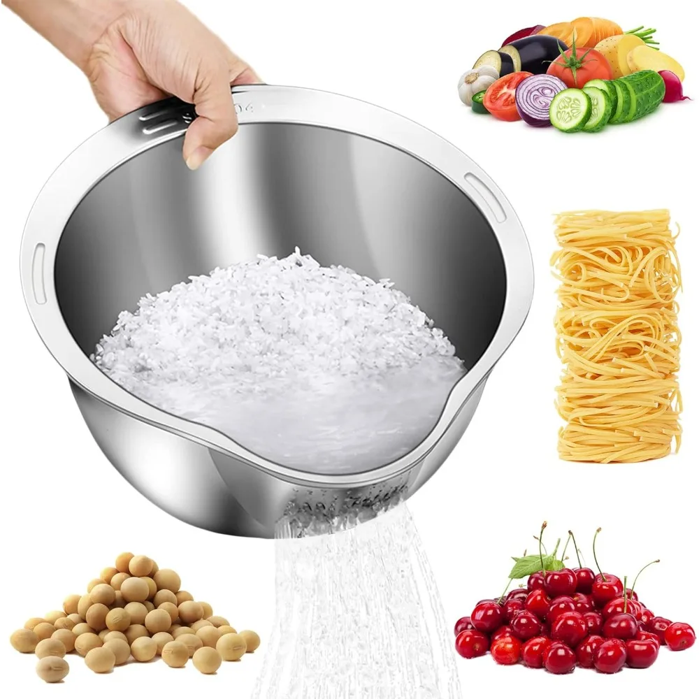 StainlessSteel Rice Washer Drain Basket EasyTo Clean Rice Filte Bowl Sieve Colander Fruit and Vegetable Strainer Kitchen Gadgets StainlessSteel Rice Washer Drain Basket EasyTo Clean Rice Filte Bowl Sieve Colander Fruit and Vegetable Strainer Kitchen Gadgets