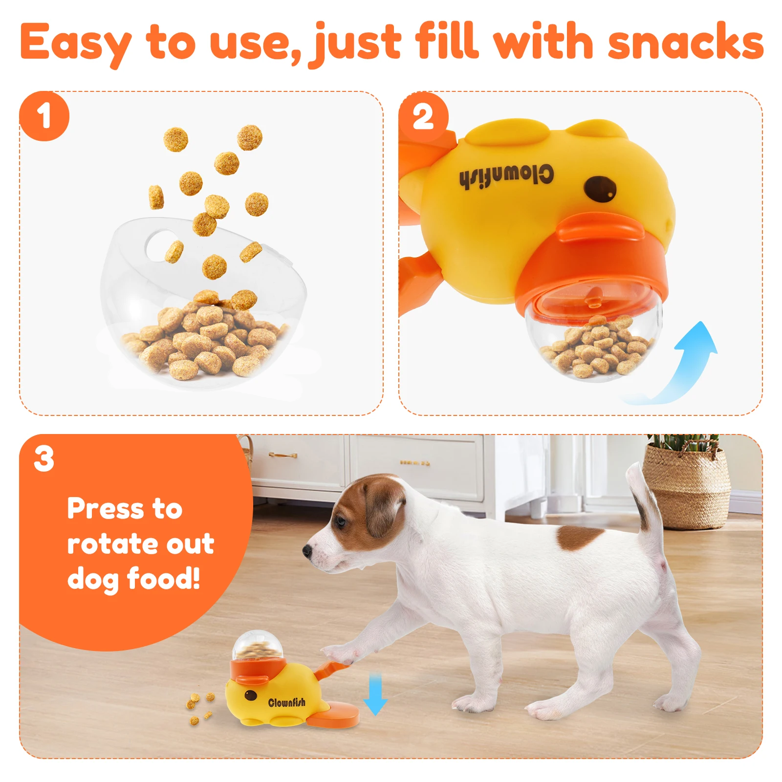 1/2Pcs Pet Puzzle Feeder Cat Dog Interactive Slow Feeder with 3 Food Outlet Cover Cute Whale/Clownfish/Duck Shape Pet Food Toy