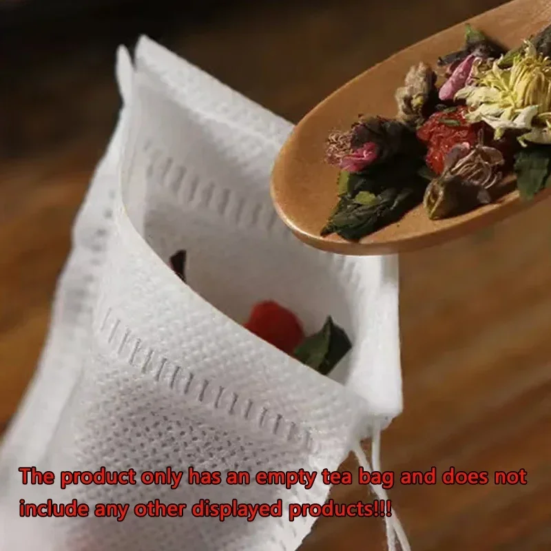 100 Pcs disposable tea bags Filter Bags for Tea Infuser with String Heal Seal Food Grade Non-woven Fabric Spice Filters