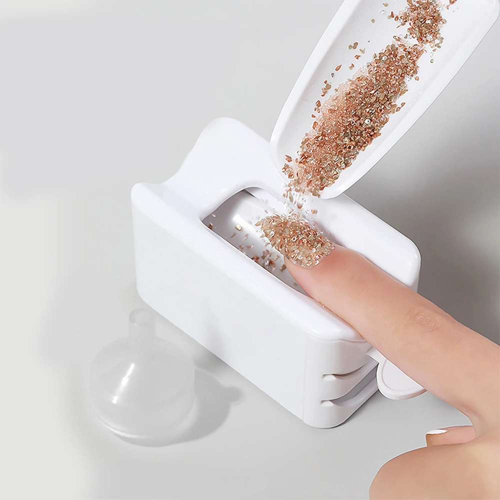 Double Layer Nail Glitter Powder Recycling Box Dust Collector Sequin Rhinestone Container Holder Manicure Storage CaseNail Tool