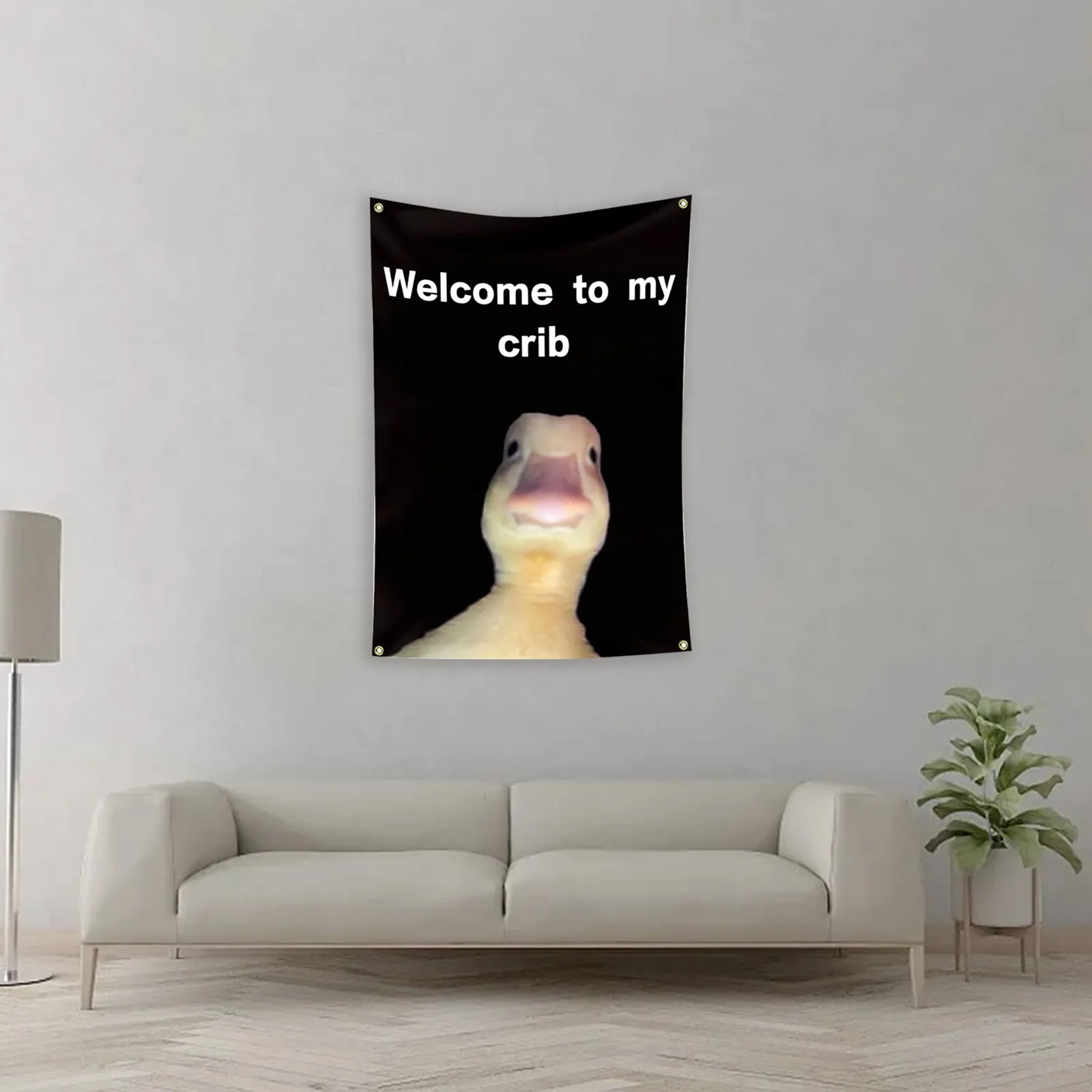 Welcome To My Baby Crib Parody Background Cloth 2x3 Feet Funny Flags Prank Home Decoration Wall Cloth Teasing Ducks 6