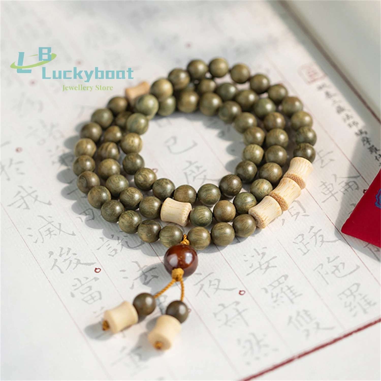 

Natural golden silk sandalwood multi circle bodhi bracelet, cultural and playful handheld niche exquisite men's and women's styl