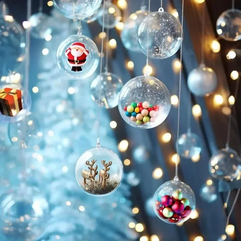 20/1PCS Christmas Transparent Ball Plastic Fillable Bauble Xmas Tree Hanging Ornament Decoration for Home Wedding Party Gift Box