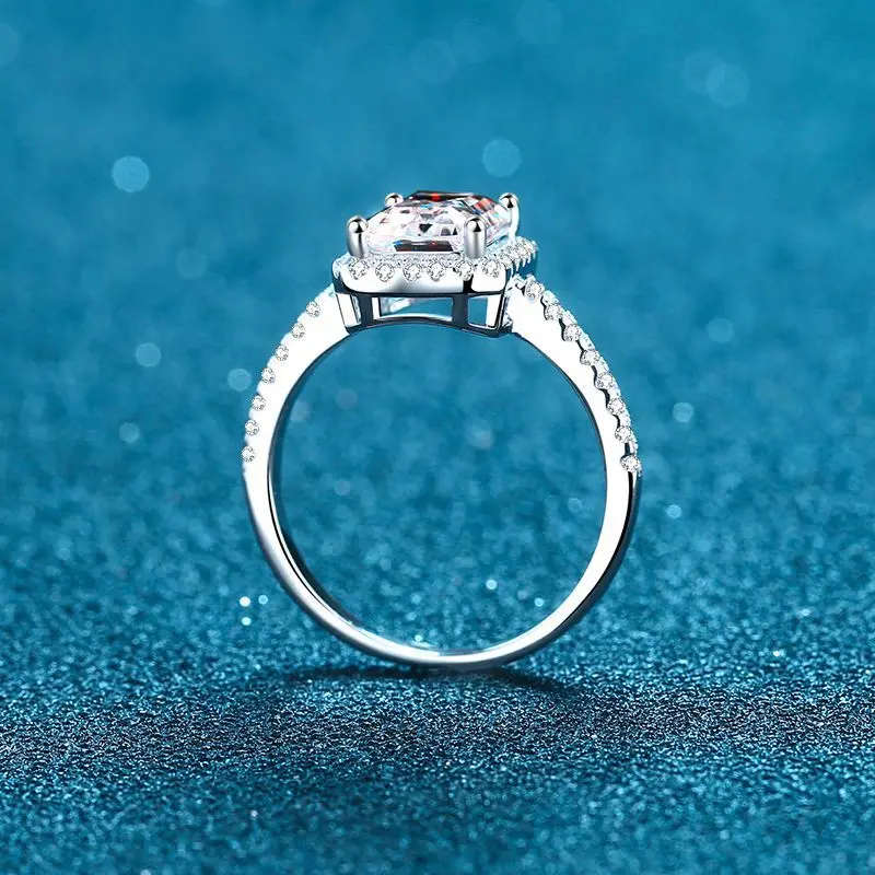W. Crushed Ice Cut 1ct 2ct Moissanite D Color Gemstone  925 Sterling Silver Engagement Ring for Women Jewelry Gift 6