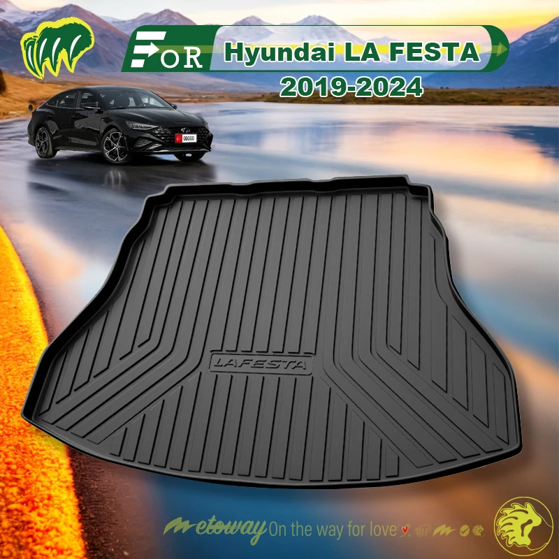 

For Hyundai LA FESTA 2019-2024 Custom Fit Car Trunk Mat All Season Black Cargo Mat 3D Shaped Laser Measured Trunk Liners