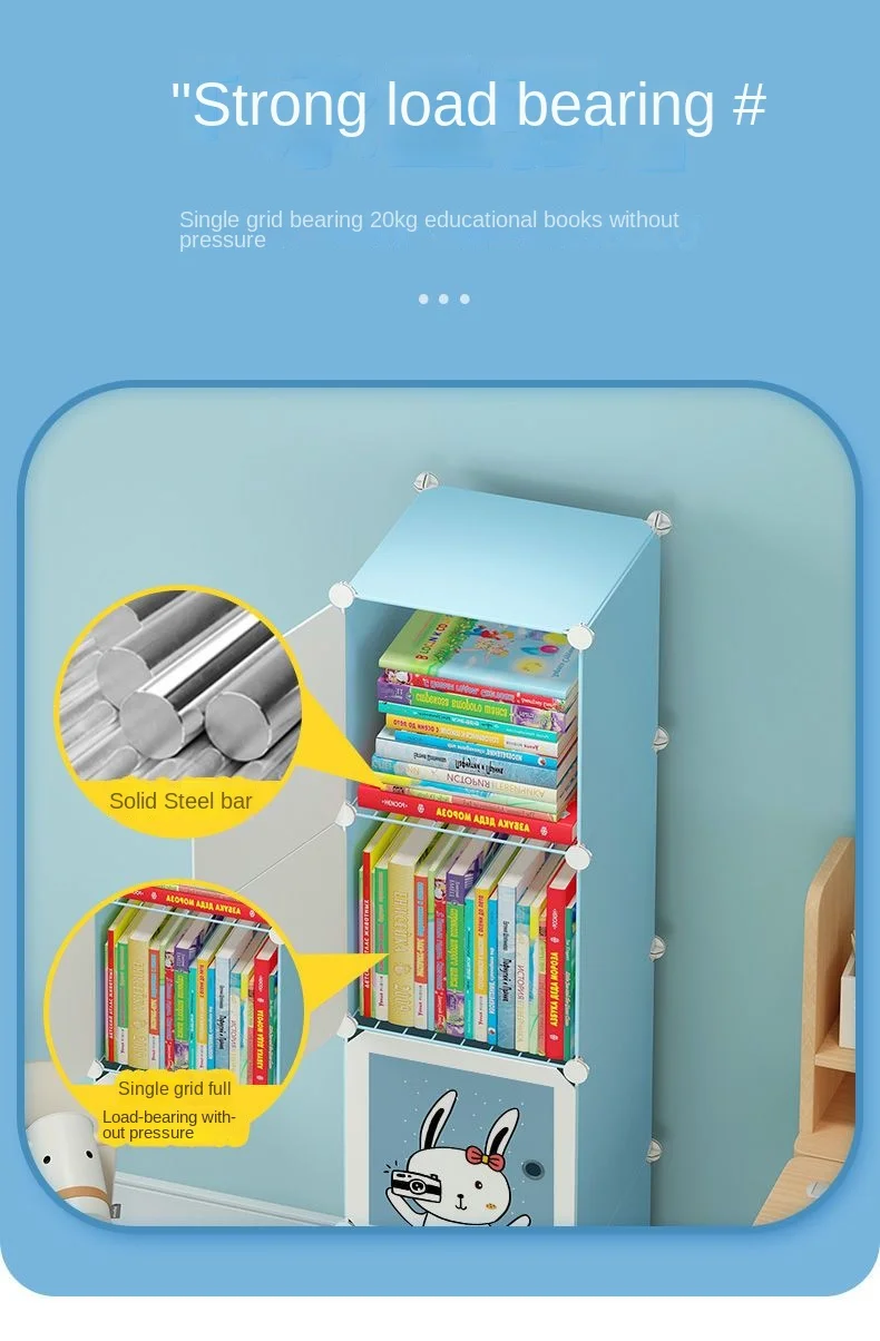 Household Living Room Foldable Assemble Multilayer Bookshelf Dustproof Cabinet Bedroom Storage Mounted Floor Shelves storage rack book display stand