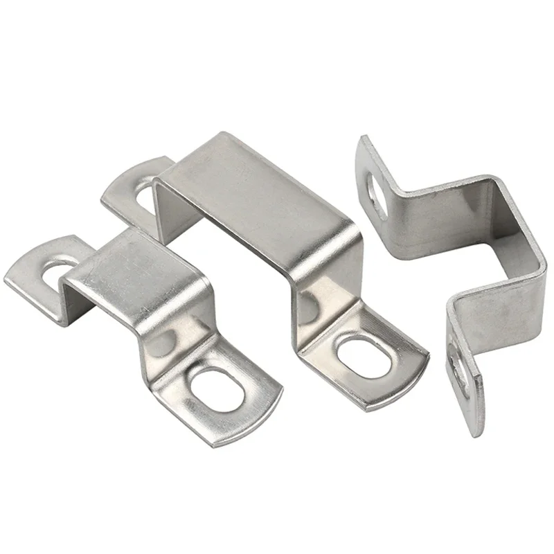 304 Stainless Steel Thickened Square Rectangular Ohm Tube Card U/M-type Horseback Saddle Clip Clamp Buckle Throat Hoop Bracket