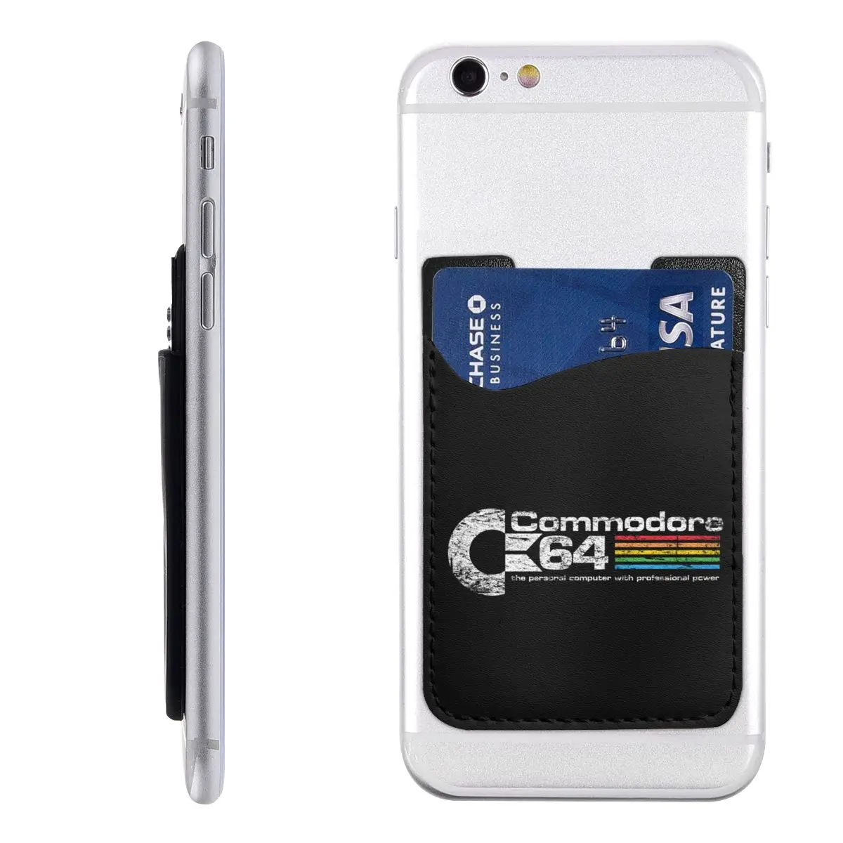 Commodore 64 Amiga Phone Wallet Stick On Fashion Computer C64 Logo Id Card Holder Pocket