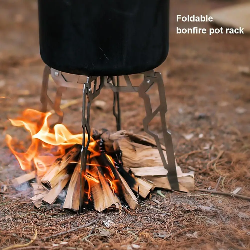 

Outdoor Camping Removable Design Non-slip Thickened Furnace Support Four-leg Pot Rack Stove Bracket Folding Pot Rack Pot Rack