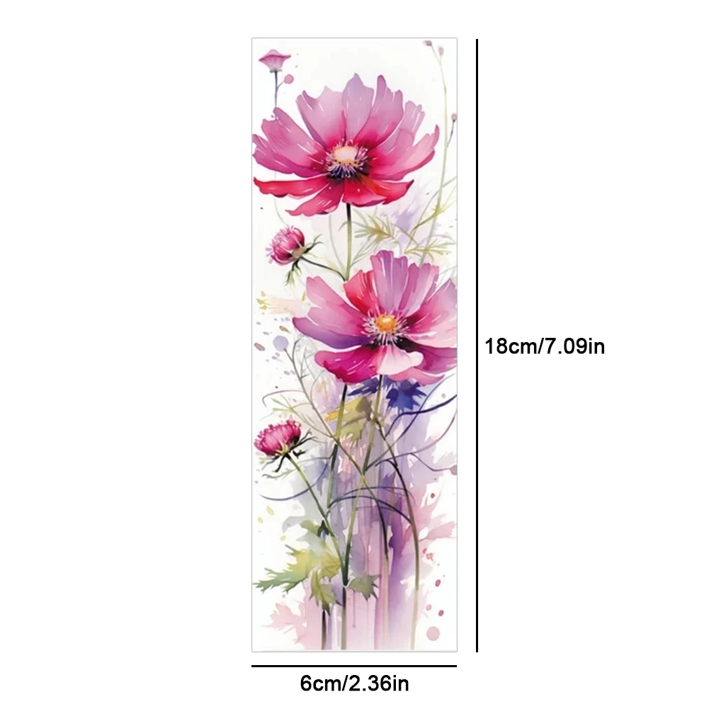 11CT Stamped Double-Sided Colorful Flower Bookmark Making Kit 18x6cm Needlework Embroidery Craft Kit for Kids Adults Beginners