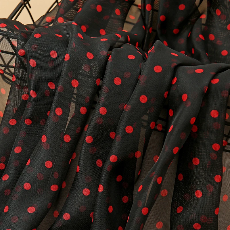 Damen Chiffon Dot Schal Schal Vielseitiger Sonnenschutz Dekorative Schals Luxus Elegante Dame – Detail 8