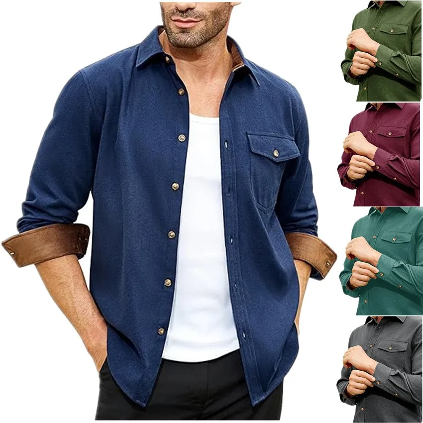 Mens Long Sleeve Business Workwear Blouse Shirts