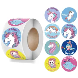 50pcs Reward Sticker for Kids Mermaid Unicorn Animal Cute Pattern 1 inch 8 Designs School Teacher Supplies Child Sticker