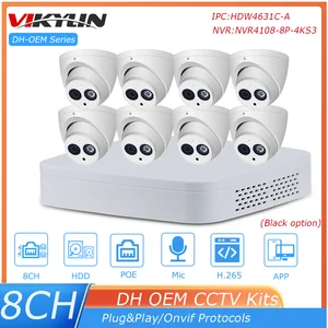  CCTV Kits Dahua 8CH POE NVR4108-8P-4KS3 6MP IP Camera IPC-HDW4631C-A H.265 Security Video Surveillance Network System