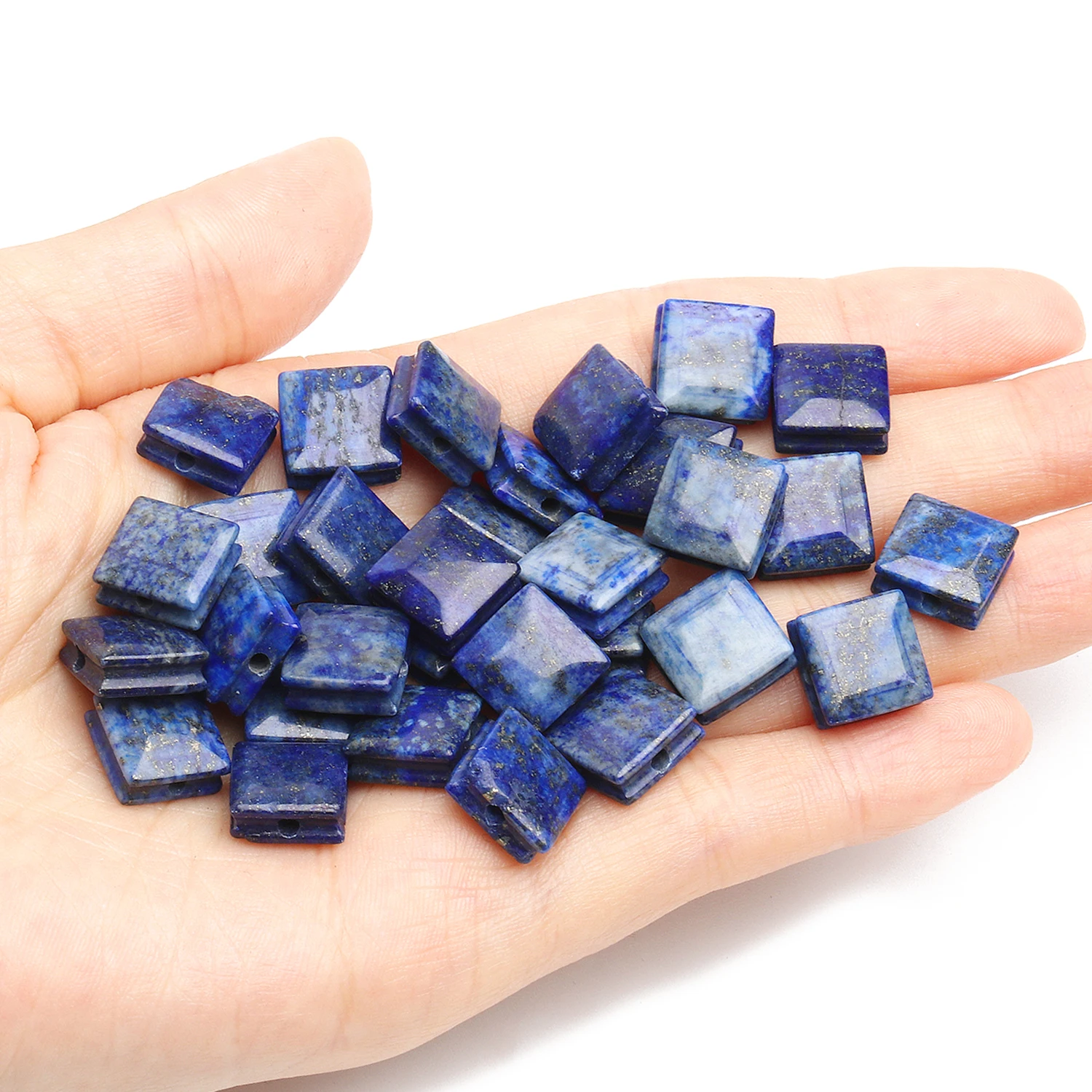 

5pcs/lot AA Flat 10mm Square Lapis Lazuli Beads Natural Stone Cube Loose Beads For Jewelry Making DIY Charm Bracelet Accessories